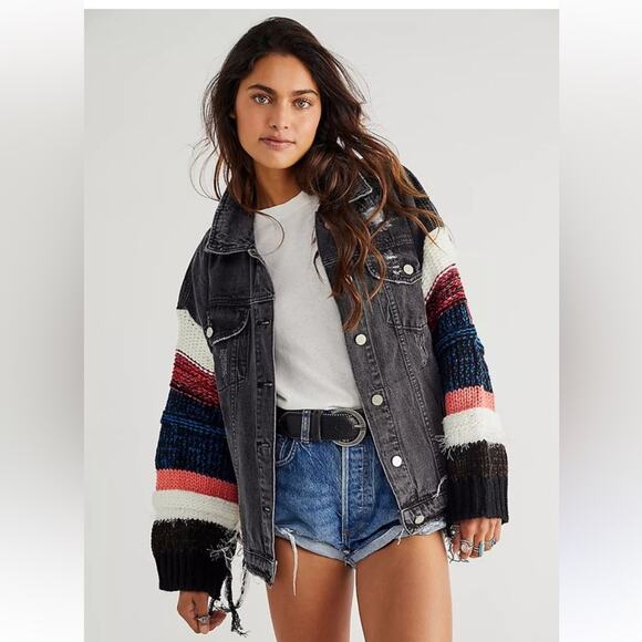 Wren + Glory $425 Free People Yellowstone Knitter Denim Jacket MED EUC - Picture 16 of 16